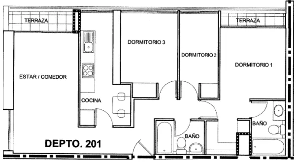 Planta Modelo AV A1 (3D - 2B) — Alto Vespucio