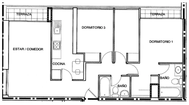 Planta Modelo AV A2 (3D - 2B) — Alto Vespucio
