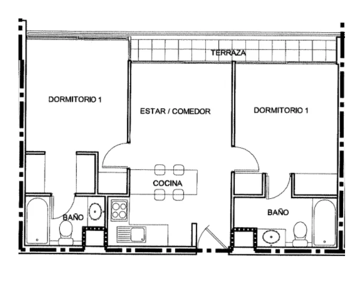 Planta Modelo AV B1 (2D - 2B) — Alto Vespucio