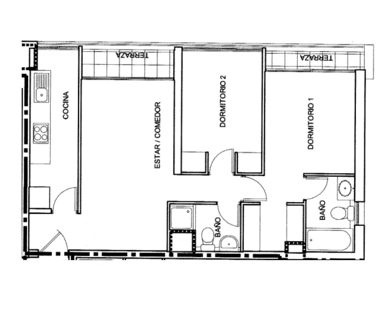 Planta Modelo AV E2 (2D - 2B) — Alto Vespucio