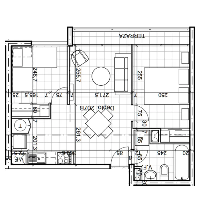 Planta Modelo Constanza B L7. (2D - 1B) — Constanza