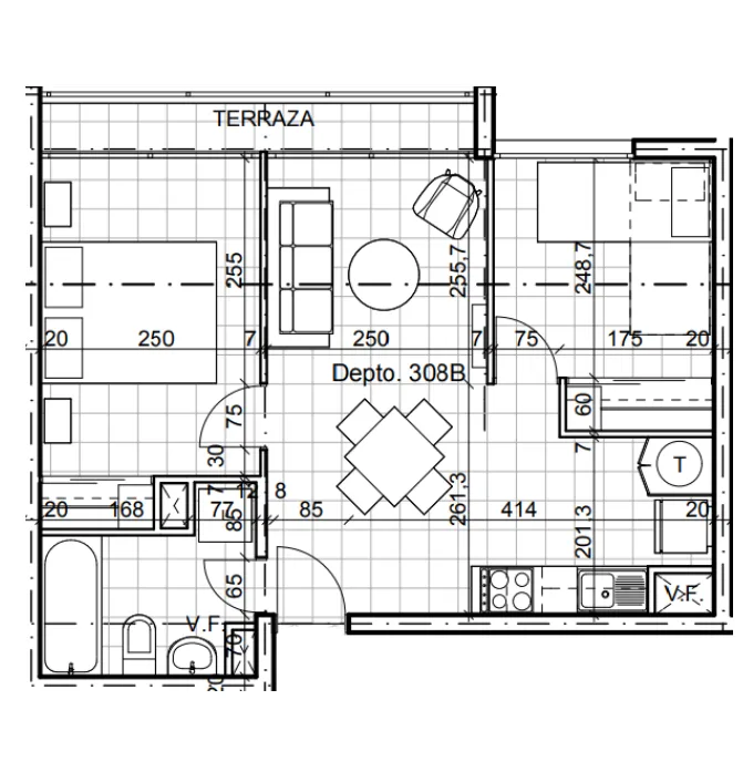 Planta Modelo Constanza B L8 (2D - 1B) — Constanza