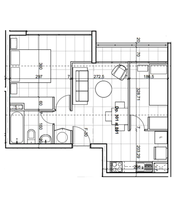 Planta Modelo Magdalena A1 (2D - 1B) — Magdalena