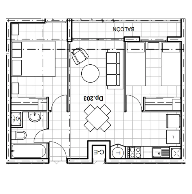 Planta Modelo Sofía A1 (2D - 1B) — Sofía