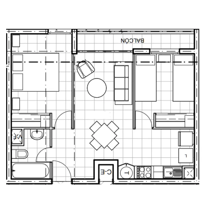 Planta Modelo Sofía A2 (2D - 1B) — Sofía