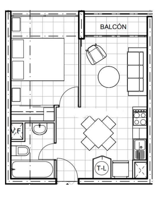 Planta Modelo Sofía E (1D - 1B) — Sofía