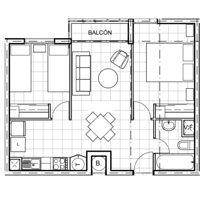 Planta Modelo Sofía H (2D - 1B) — Sofía